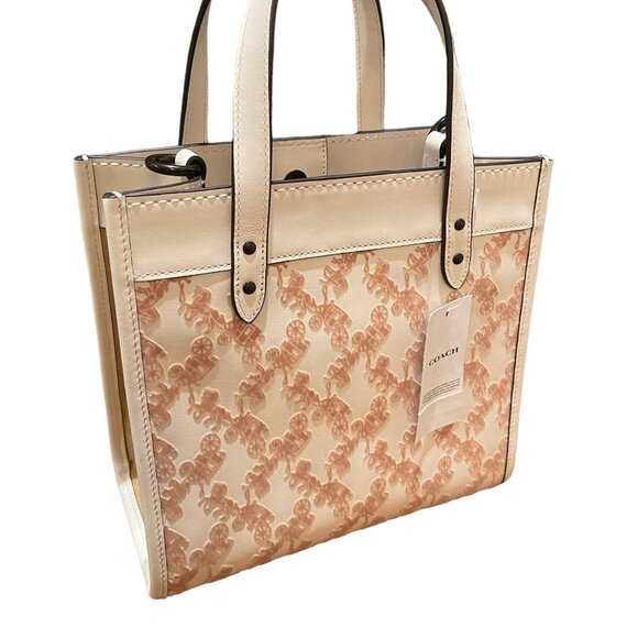 Coach CD750 Textured Field Tote 22 Horse & Carriage in Chalk White - Picture 6 of 16